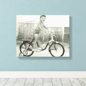 Girl Riding Bicycle Canvas Afdruk (Insitu (Houten vloer))
