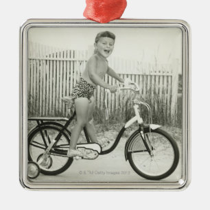 Girl Riding Bicycle Metalen Ornament