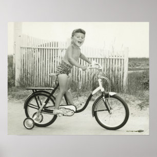 Girl Riding Bicycle Poster