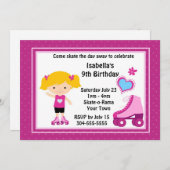 Girl Roller Skating Birthday Party Kaart (Voorkant / Achterkant)