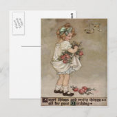 Girl Rose Butterfly Birthday Briefkaart (Voorkant / Achterkant)