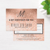 Girl Rose Gold Glittery Monogramme Certificat cade (Bureau)