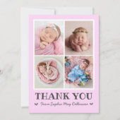 Girl roze baby bedankt je kaart met foto collage (Voorkant)