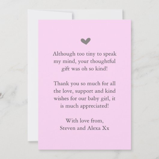 Girl roze baby bedankt je kaart met foto collage (Achterkant)