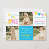 Girl Rubber Duck 3 Photo Anniversaire Invitation (Devant)