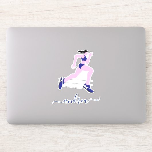 Girl Runner Marathon Runner Track Athlete Name Sticker (Computer)