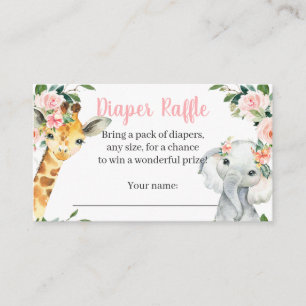 Girl Safari Animal Baby shower Diaper Raffle Kaart