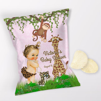 Girl Safari Baby shower Chip Bag Wrappers Flyer