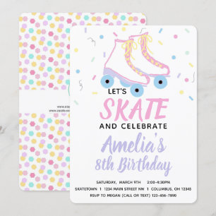 Girl Schaats Birthday Party Invitation Kaart
