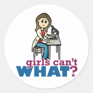 Girl Scientist Ronde Sticker
