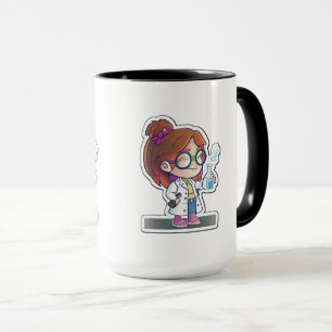 Girl Scientist Sticker Art Combo Mok, 15 oz Mok