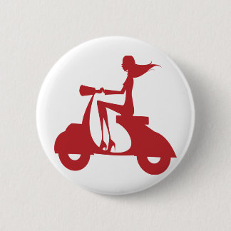 Girl Scooter red Ronde Button 5,7 Cm