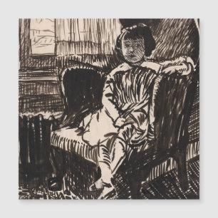 Girl Seated in stoel (ca. 1917-1918) Canvas Print