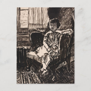 Girl Seated in stoel (ca. 1917-1918) Canvas Print Briefkaart