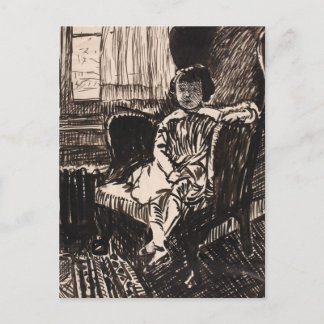 Girl Seated in stoel (ca. 1917-1918) Canvas Print Briefkaart