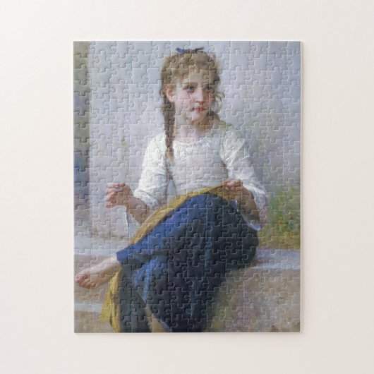 Girl Sewing, Bouguereau Legpuzzel (Verticaal)
