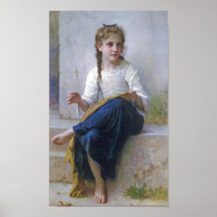 Girl Sewing, Bouguereau Poster