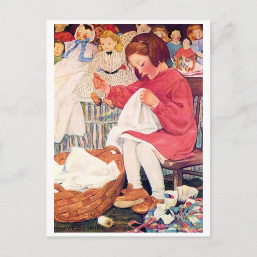 Girl Sewing, Jessie Willcox Smith Briefkaart (Voorkant)