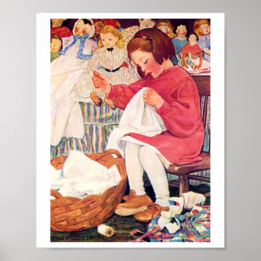 Girl Sewing, Jessie Willcox Smith Poster (Voorkant)