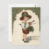 Girl Shamrock Viool Briefkaart (Voorkant / Achterkant)