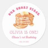 Girl Short Stack Pannenkoek Ontbijt Verjaardagsfee Ronde Sticker (Voorkant)