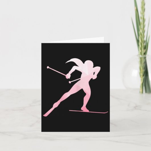 Girl Silhouette Cross Country Skiing Winter Sports Kaart (Voorkant)