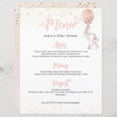 Girl Simple Elephant Balloon Baby shower Menu (Voorkant / Achterkant)
