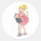 Girl Singing Ronde Sticker (Voorkant)