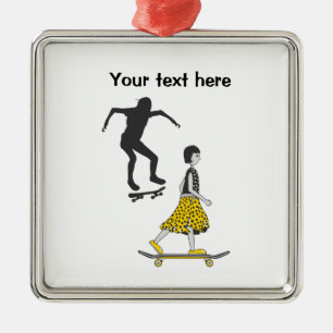 Girl skateboarding metalen ornament