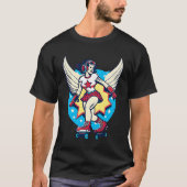 Girl Skating Wings Roller Derby T-shirt (Voorkant)