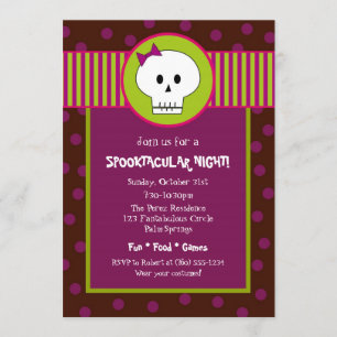 Girl Skeleton Halloween Party Invitation Kaart