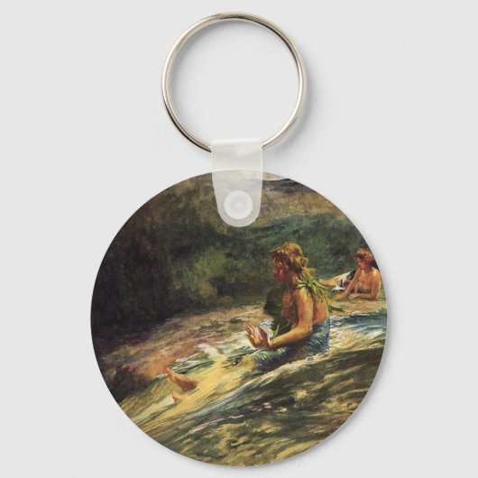 'Girl Sliding Down Water Herfst' - Sleutelhanger (Voorkant)