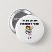 Girl Smart omdat ik lees Ronde Button 5,7 Cm (Voorkant /achterkant)