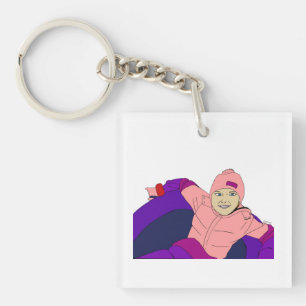 Girl Snow Tubing Sleutelhanger