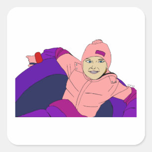 Girl Snow Tubing Vierkante Sticker