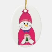 Girl Snowman in Pink Toque Keramisch Ornament (Voorkant)