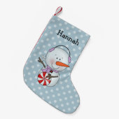 Girl Snowman Personalized Kleine Kerstsok (Voorkant (Hangend))