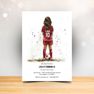 Girl Soccer Football Birthday Invitation Kaart