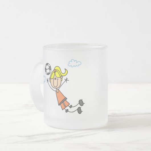 Girl Soccer Jump Tshirts en Gifts Matglas Koffiemok (Voorkant links)