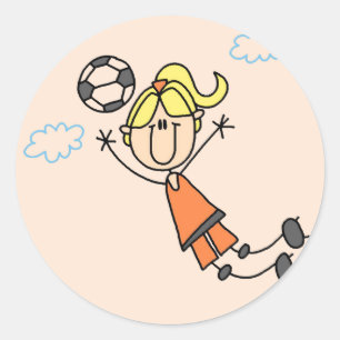 Girl Soccer Jump Tshirts en Gifts Ronde Sticker