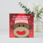 Girl Sock Monkey Birthday Invitation Kaart (Staand voorkant)