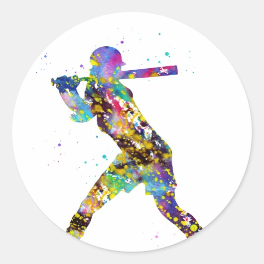 Girl Softball Player Ronde Sticker (Voorkant)