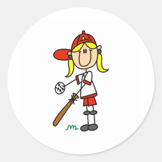 Girl Softball Player Sticker (Voorkant)