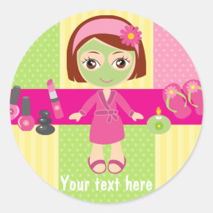 Girl Spa Birthday Party Guest Favor Ronde Sticker