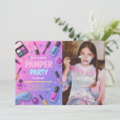 Girl Spa Pamper Party Birthday Photo Invitation (Debout devant)