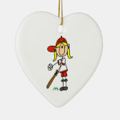 Girl Stick Figuur Baseball bij Bat Keramisch Ornament (Rechts)