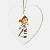 Girl Stick Figuur Baseball bij Bat Keramisch Ornament (Links)