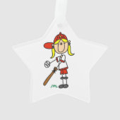 Girl Stick Figuur Baseball bij Bat Ornament (achterkant)