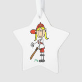 Girl Stick Figuur Baseball bij Bat Ornament (voorkant)