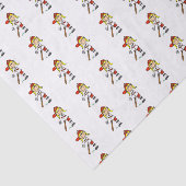 Girl Stick Figuur Baseball bij Bat Tissuepapier (Detail)